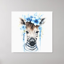 Baby Zebra - Blauwe bloemkroon