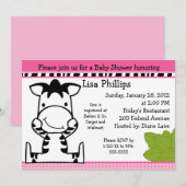 Baby Zebra Girl Baby shower Invitation (Devant / Derrière)