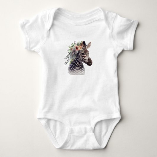 Baby Zebra met bloemen Romper (Voorkant)