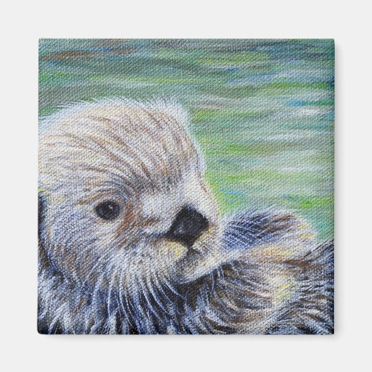 Baby Zee otter schilderen Magneet (Voorkant)
