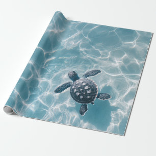 Baby Zee Schildpad in Helder Water Decoupage Cadeaupapier