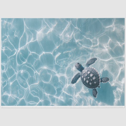 Baby Zee Schildpad in Helder Water Decoupage Tissuepapier (Voorkant)