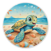 Baby Zee Turtle Keramische Knop (Voorkant)