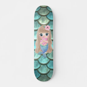 Baby Zeemeermin Op Schubben Van Een Zeemeermin Skateboard