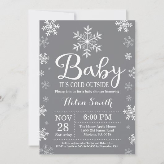 Baby zijn koude Baby shower buiten de winter Kaart (Voorkant)