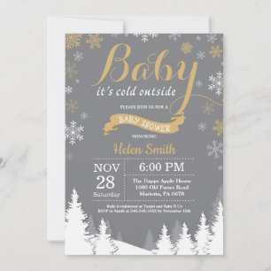 Baby zijn Koude Baby shower "Winter Gold" Kaart