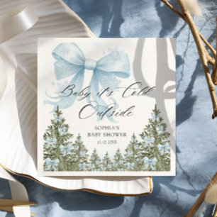 Baby zijn koude buiten Blue Bow Baby shower Servet