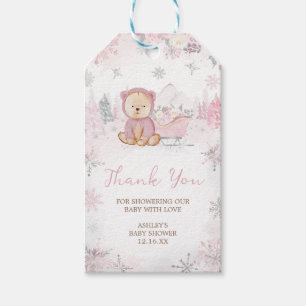 Baby Zijn Koude Buiten Meisje Beer Favor Tags Cadeaulabel