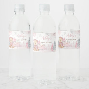 Baby zijn koude buiten meisje Beer Waterfles Etiket