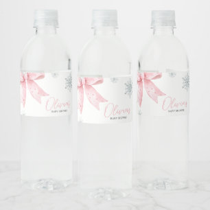 Baby zijn koude buiten roze boog Baby shower Waterfles Etiket