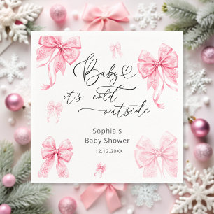 Baby zijn koude buiten winter roze boog Baby showe Servet