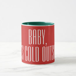 BABY ZIJN KOUDE BUITEN - wit op rood Mok