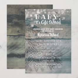 Baby zijn koude buitenkant Rustic Wood Winter Show Kaart