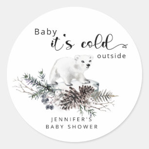 Baby zijn koude buitenste baby shower ronde sticker