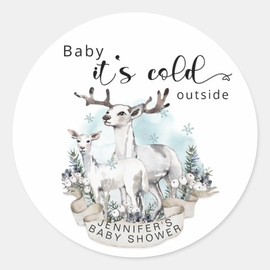 Baby zijn koude buitenste baby shower ronde sticker (Voorkant)