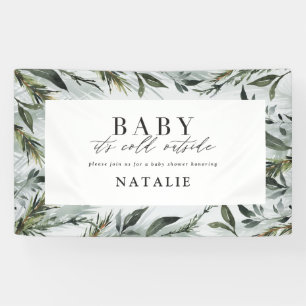 Baby zijn koude buitenste baby shower spandoek