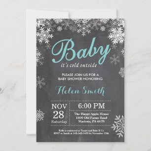 Baby zijn koude buitenste Baby shower Winter Aqua Kaart