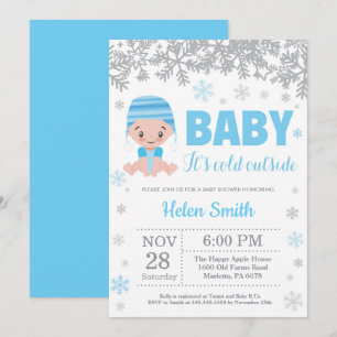Baby zijn koude buitenste Baby shower Winter Blue  Kaart