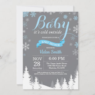 Baby zijn koude buitenste Baby shower Winter Blue  Kaart