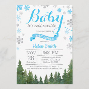 Baby zijn koude buitenste Baby shower Winter Blue  Kaart