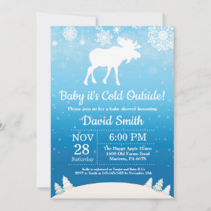 Baby zijn koude buitenste Baby shower Winter Moose Kaart