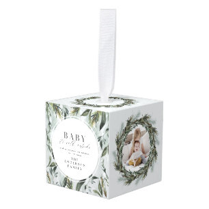 Baby zijn koude buitenste waterverf met foto kubus ornament