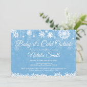 Baby zijn koude buitenste winterblauw Baby shower Kaart (Staand voorkant)