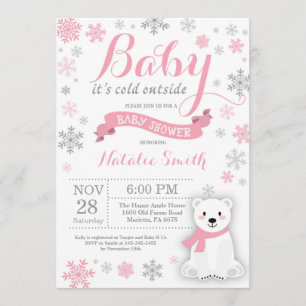 Baby zijn koude buitenste wintermeisje Baby shower Kaart