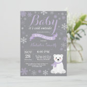 Baby zijn koude buitenste wintermeisje Baby shower Kaart (Staand voorkant)