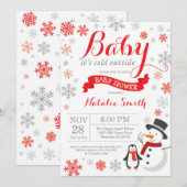Baby zijn koude buitenste winterrood Baby shower Kaart (Voorkant / Achterkant)
