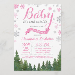 Baby zijn koude buitenste winterroze Baby shower Kaart