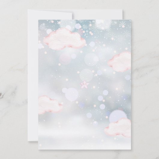 Baby zijn koude Teddy Bear Pink Winter Baby shower Kaart (Achterkant)