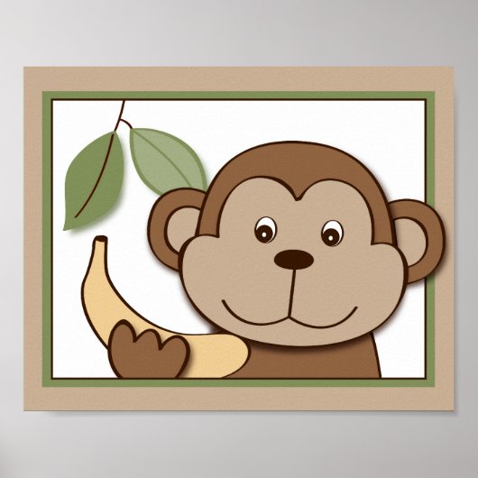 Baby Zoo Aap Jungle Dieren Muur Kunst Print 8X10 (Voorkant)