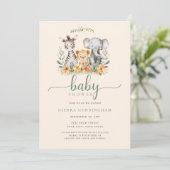 Baby Zoo Animal Baby shower Invitation (Debout devant)