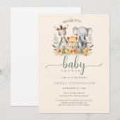 Baby Zoo Animal Baby shower Invitation (Devant / Derrière)