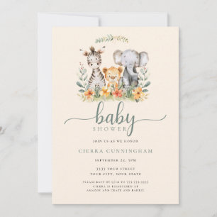 Baby Zoo Animal Baby shower Invitation Kaart