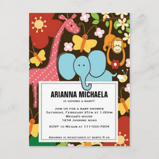 Baby Zoo Animals Baby shower uitnodiging Briefkaart