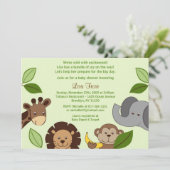 Baby Zoo Jungle Animals Baby Shower Invitations (Debout devant)