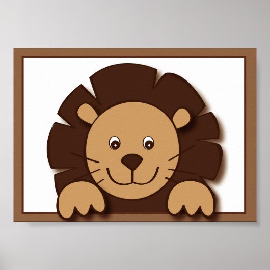 Baby Zoo Lion Oerwoud Animal Wall Art 5X7 Poster (Voorkant)