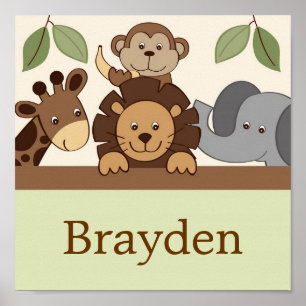 Baby Zoo Oerwoud Dierlijke persoonlijke naam Kunst Poster