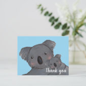 Baby zoon dank u koala blauw briefkaart (Staand voorkant)