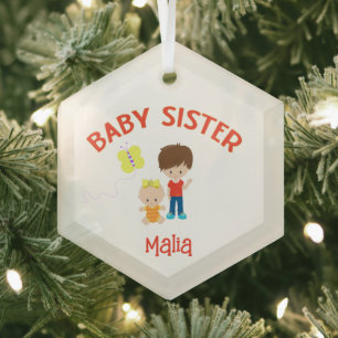 Baby Zus met Big Brother gepersonaliseerd Glas Ornament
