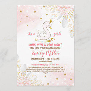 Baby zwan princess rijdt met damesdouche kaart