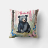 Baby Zwart Beer Meisjes Gepersonaliseerd Kussen (Achterkant)