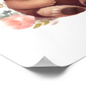 Babybeer Roze Bloemen Aquarel Kinderkamer Muurkuns Poster (Hoek)