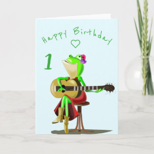 BabyBirthday Kaart Guitar Player Frog Personalized