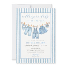 Babyblauw baby spijkerbaby shower waslijn denim