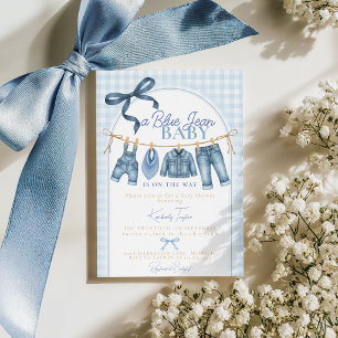Babyblauw feestje uitnodiging