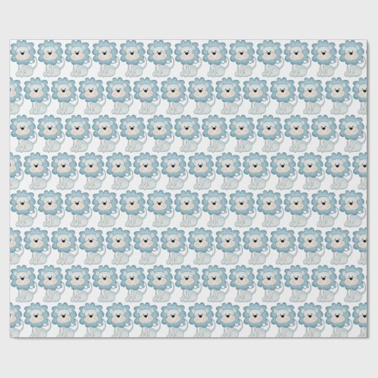 Babyblauw leeuwenpakpapier cadeaupapier (Vlak)