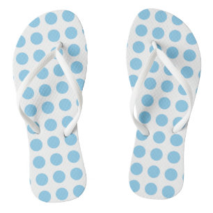 Babyblauw op Witte Grote Horizontale Polka Dots Teenslippers